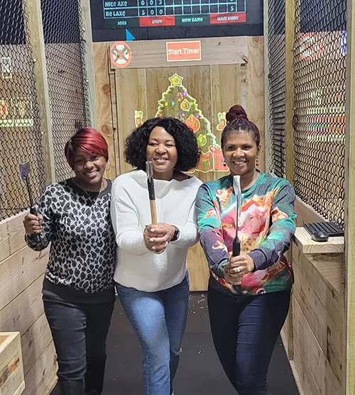 Girls night out axe throwing in Spring Hill, TN